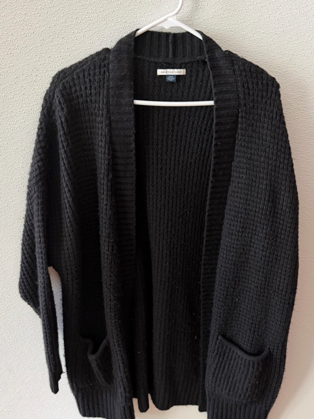 American Eagle Outfitters Black Open-Front Knit Cardigan
